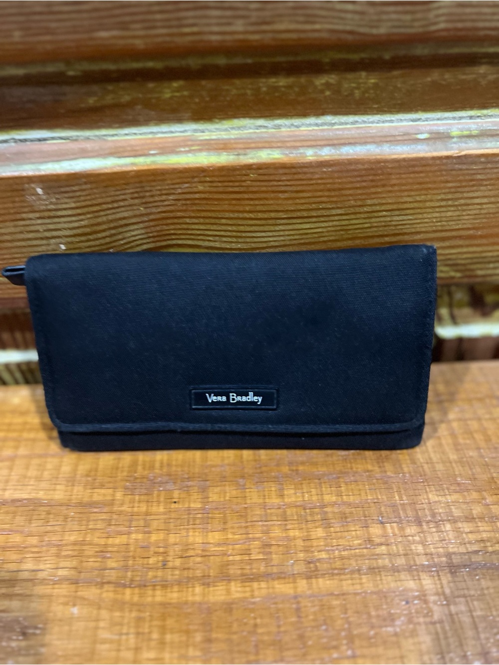 Vera Bradley Black Fold-Over Wristlet Clutch